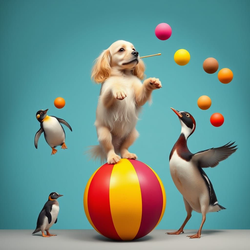 Cocker Spaniel Circus Act in Wildlife Realism Style