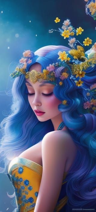 Crystalline Spring Flowers in Digital Art Style