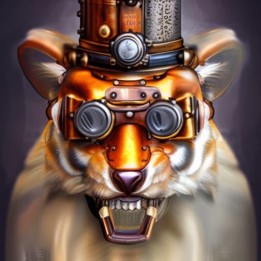 Steampunk Tiger Portrait in High Resolution