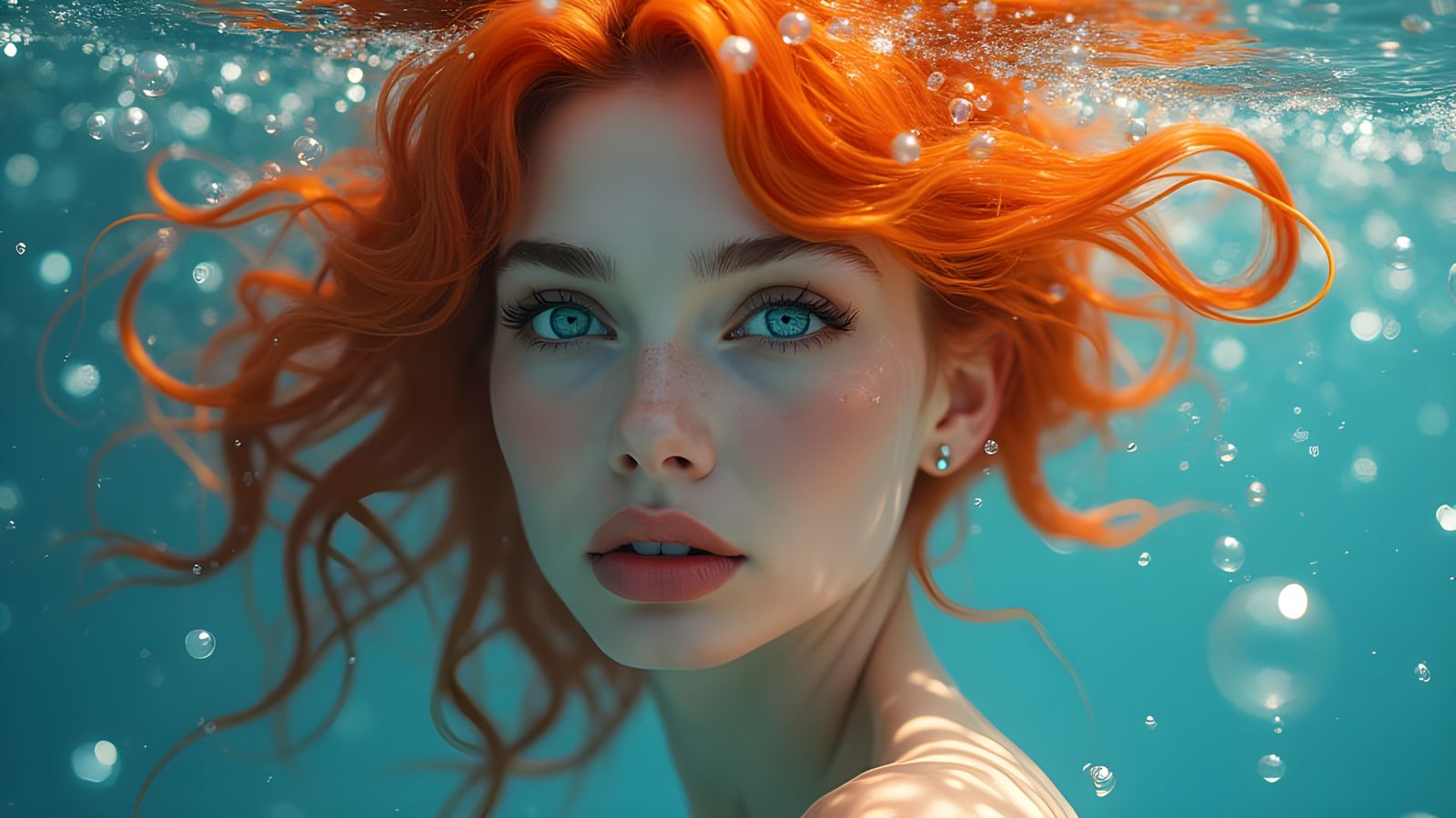 Anime-Style Mermaid Goddess in Crystal Ocean Depths