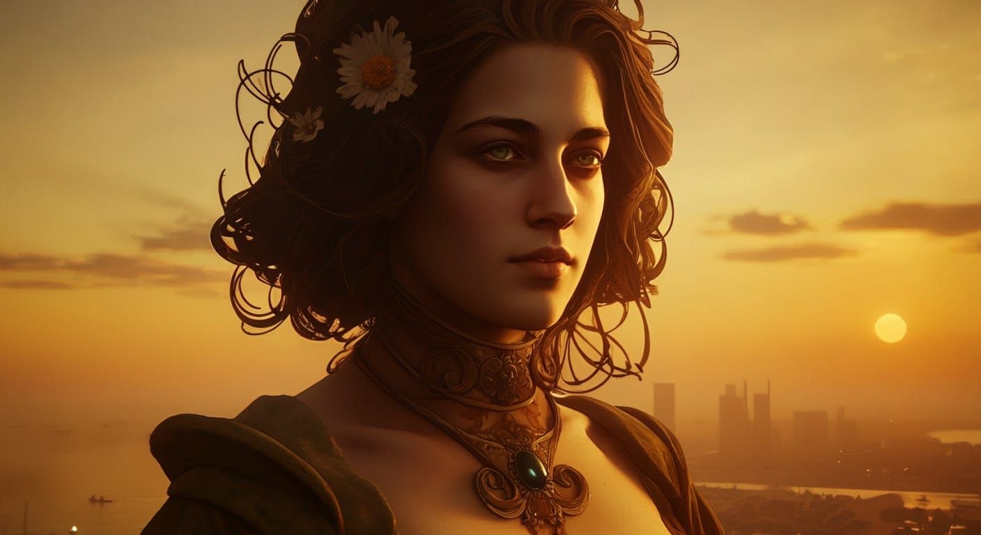 Golden Hour Portrait in Hyperdetailed Style