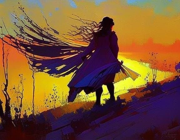 Shadow Figure at Dawn in Contemporary Style