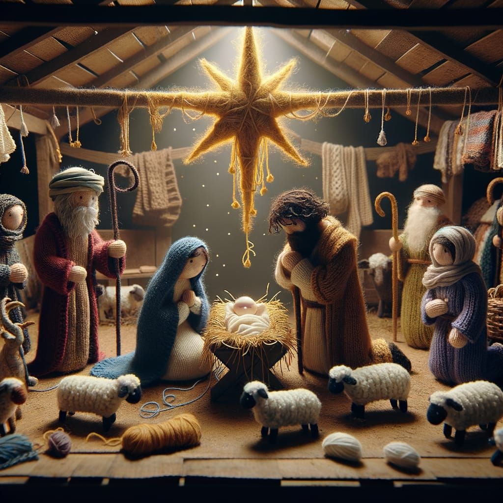 Handcrafted Nativity Scene in Stop-Motion Animation Style