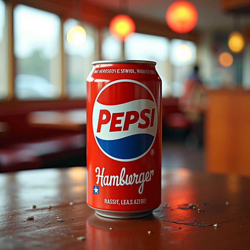 Hamburger Pepsi Can in Retro-Futuristic Style