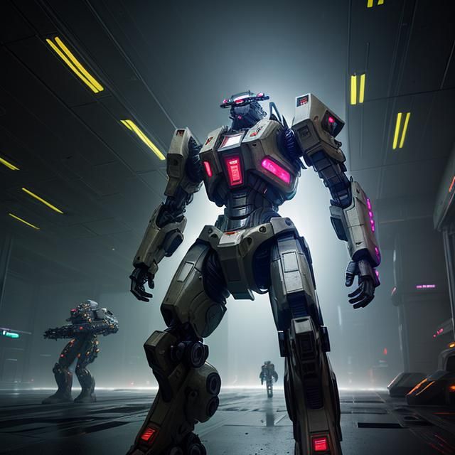 Bio-Mimetic Squid Mechwarrior in a Cinematic Sci-Fi Scene