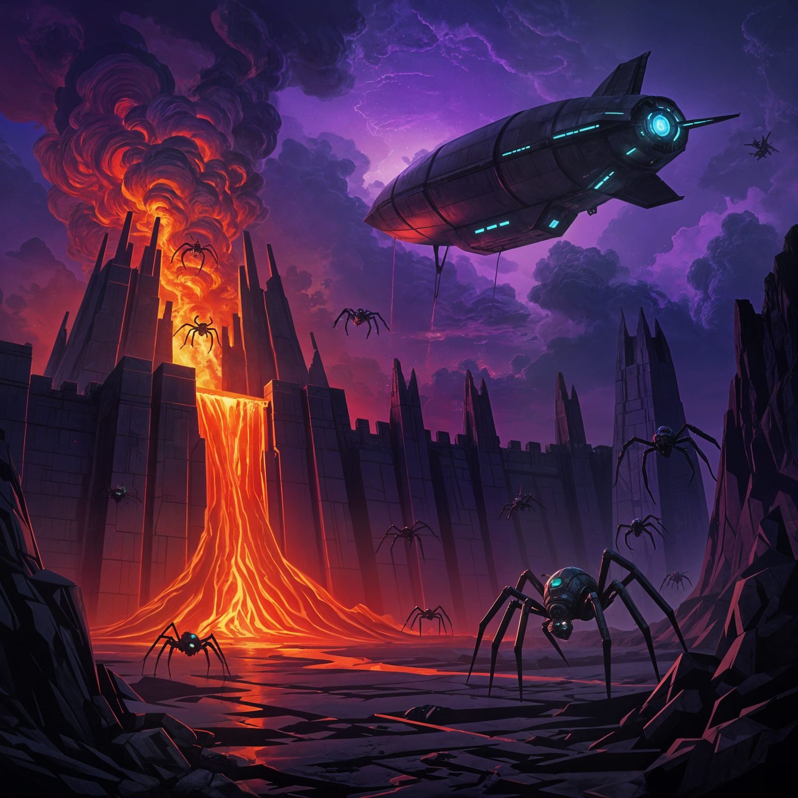 Obsidian Fortress with Goo Moat and Robotic Spiders