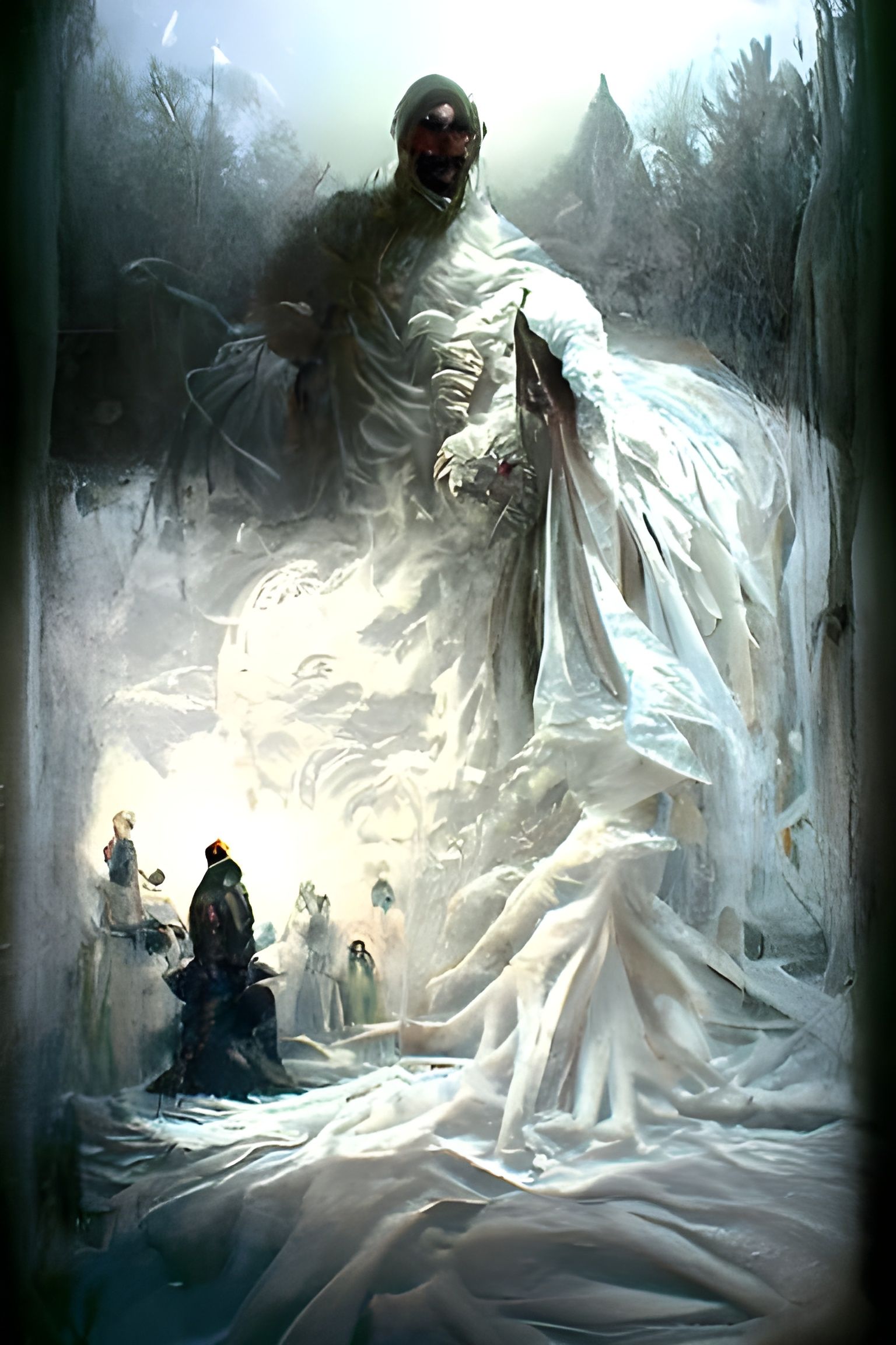 Sinister White Room in Ethereal Fantasy Style