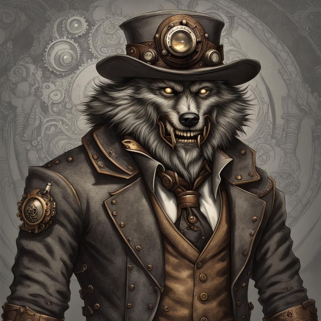 Steampunk Wolfman Monster Illustration