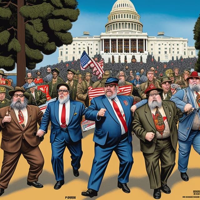 Capitol Attack Graphic Illustration in Comic Style