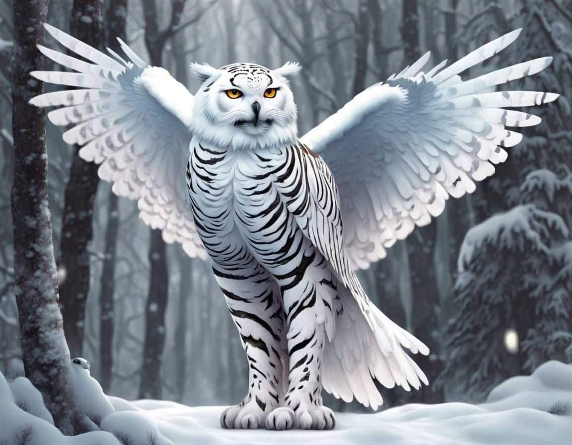 Surreal Tiger Owl Rises in Winter Jungle