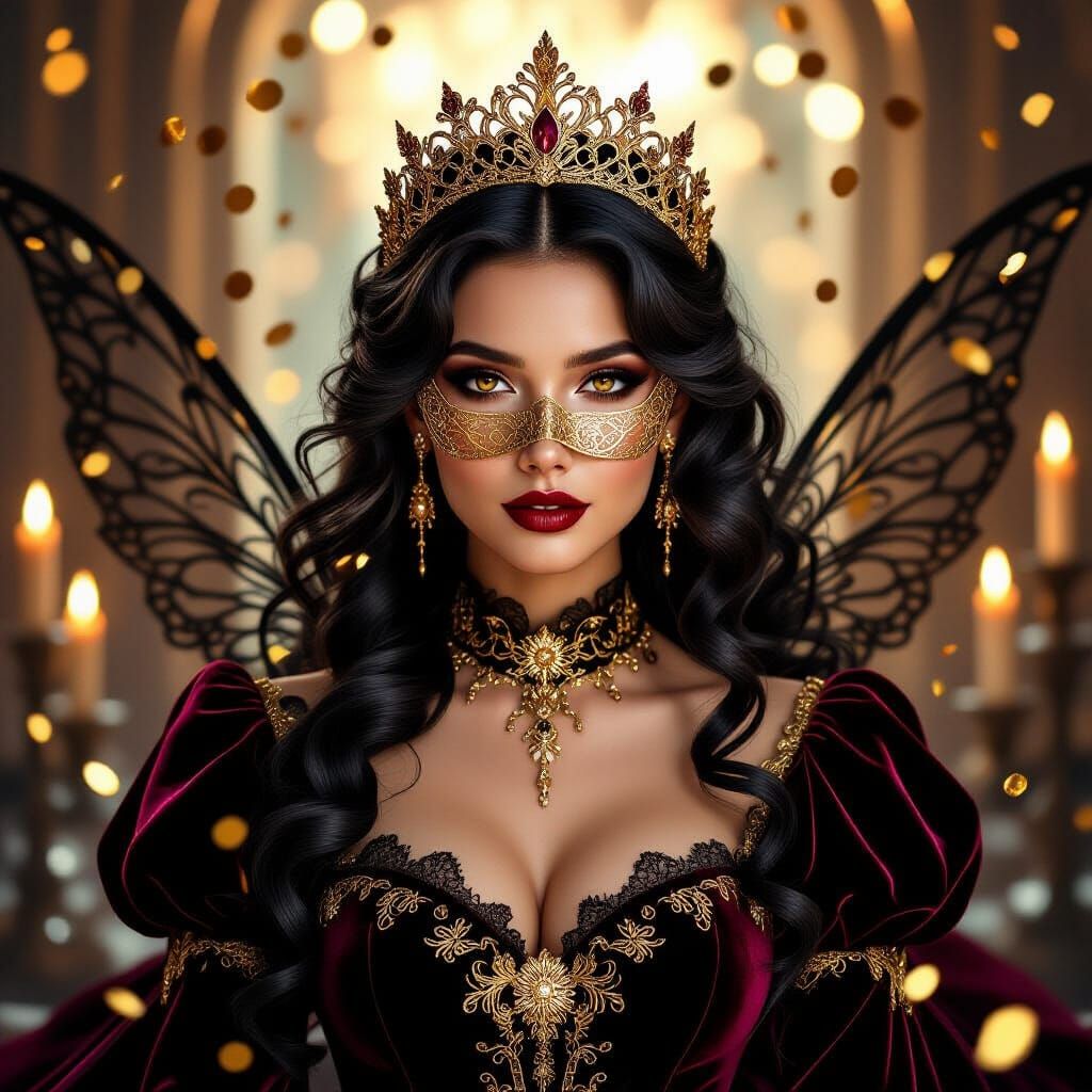 Intriguing Princess in Velvet Gown: Fantasy Illustration