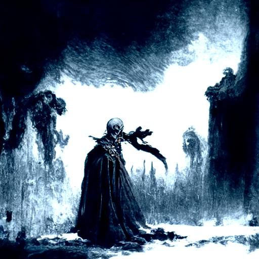 Terrifying Horror Scene in Engraving and Digital Painting St...