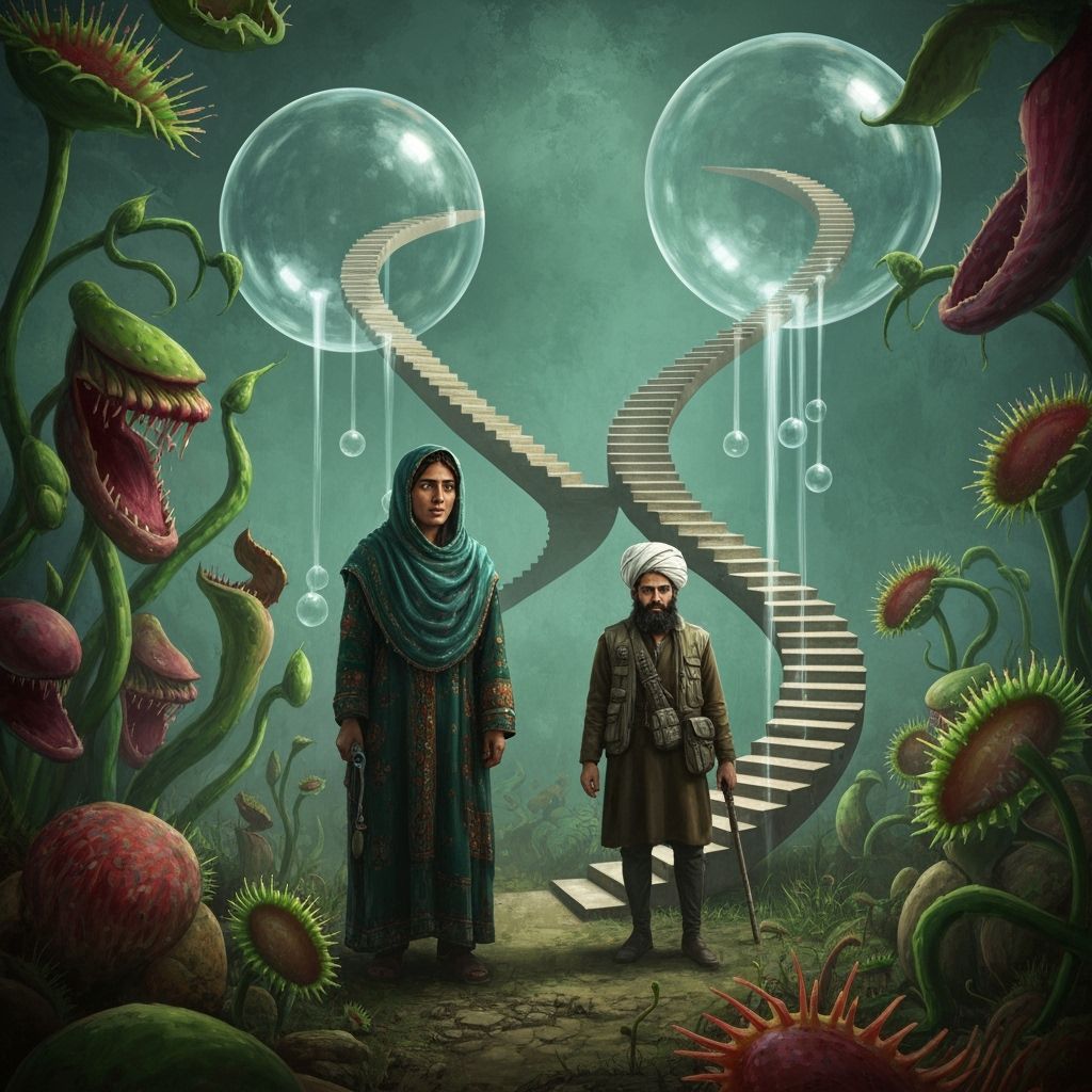 Afghan Woman & Taliban in Fantastical Plant Realm