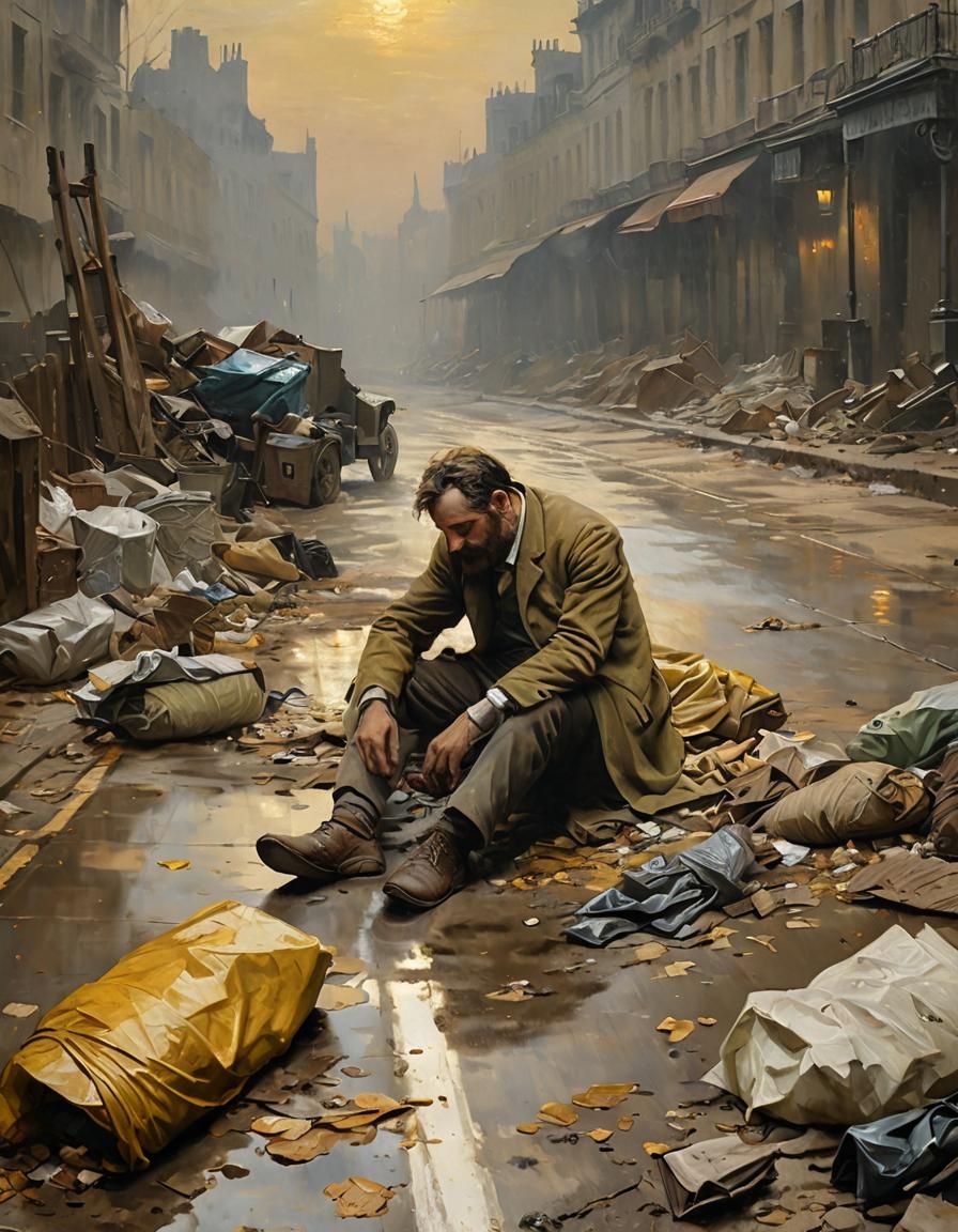 Mean Mister Mustard Sleeps Rough: An Impressionist Painting