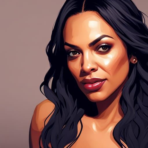 Rosario Dawson Portrait in Digital Art Style