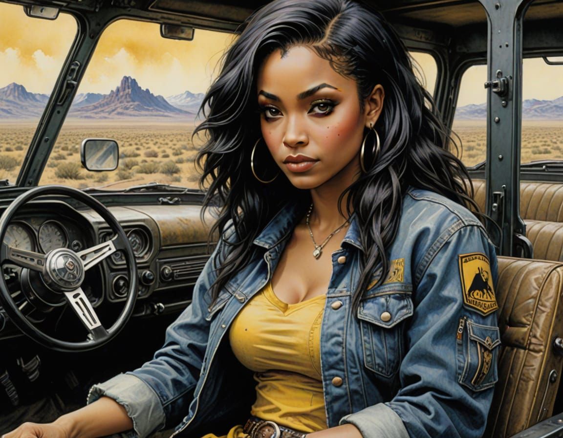 Heavy Metal Raven-Symone in Retro-Futuristic Jeep