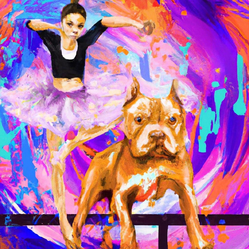 Ballerina and Pitbulls in Graffiti Street Art