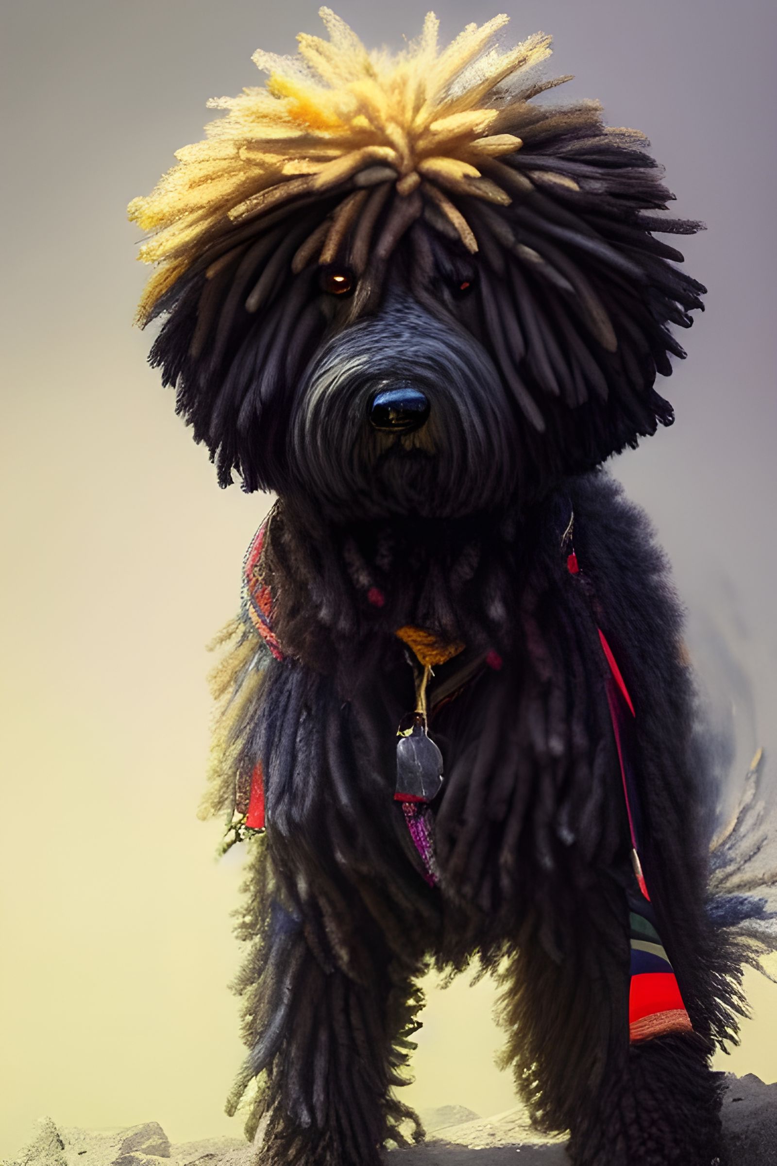 Photorealistic Puli Dog Portrait