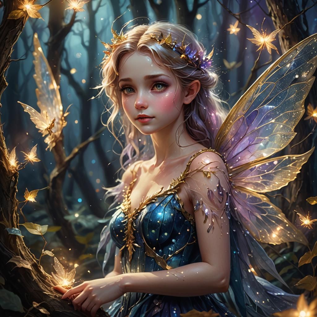 Sparkly Fairy in Enchanted Forest, Matte Painting