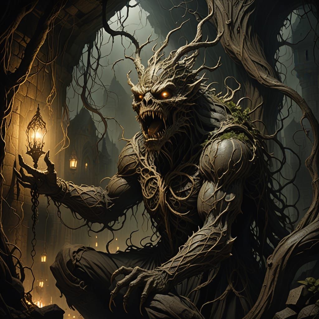 Ethereal Beast Emerges from Dark Fantasy Shadows