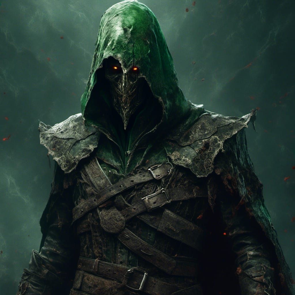 Green Assassin in Dark Fantasy Gothic Style