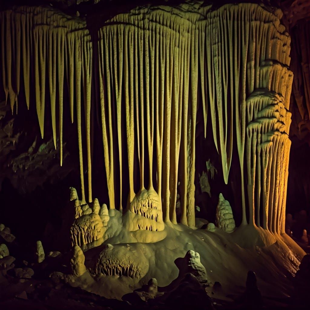 Fluorescent Crystals in a Dark Cave