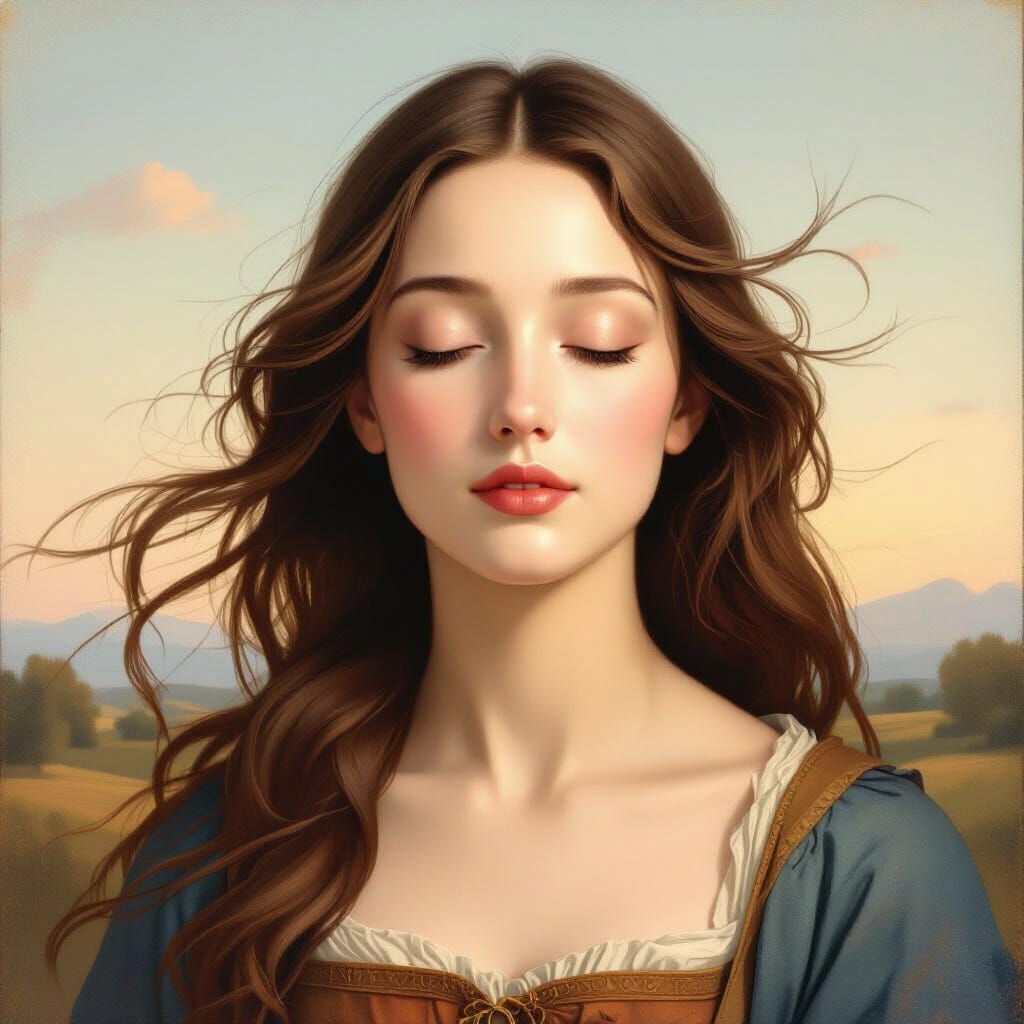 Renaissance Portrait of a Beautiful Woman in Reverie