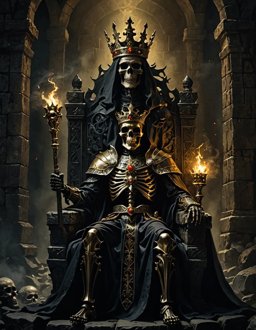 Skeletal King in Forgotten Gothic Throne Room