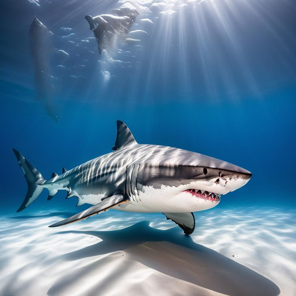 Majestic Great White Shark Portrait in Natural Light