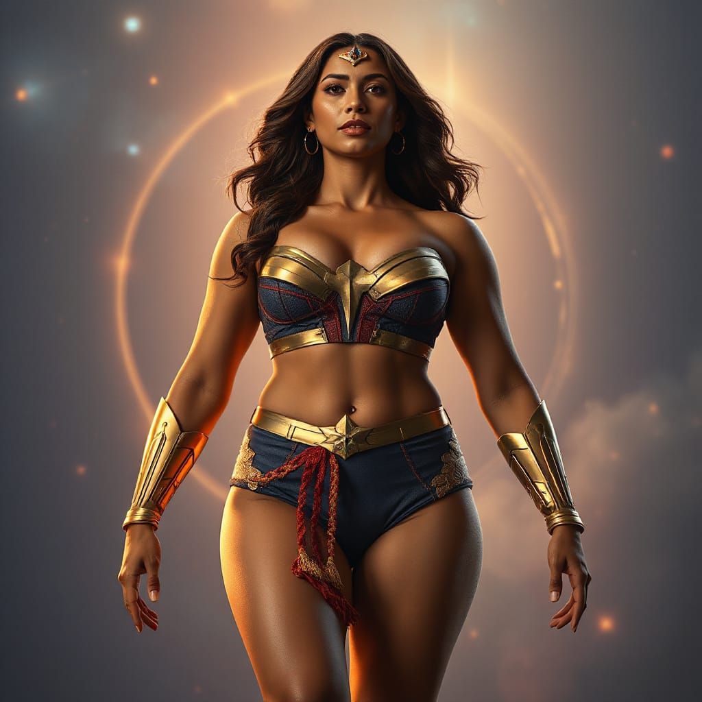 Indian Goddess Woman in Cosmic Hero Pose