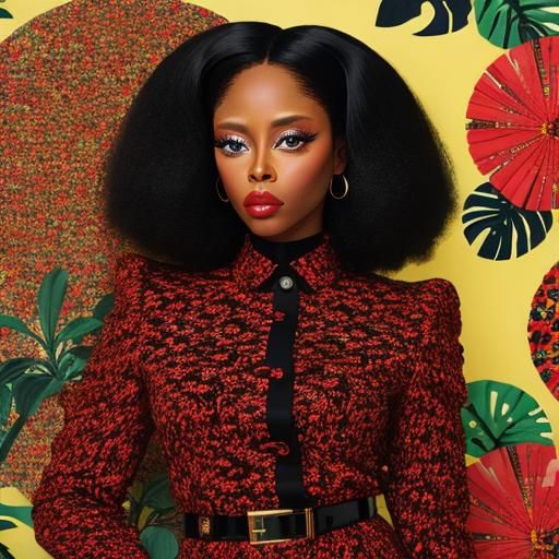 Colorful Geometric Portrait in Mixed Media Style