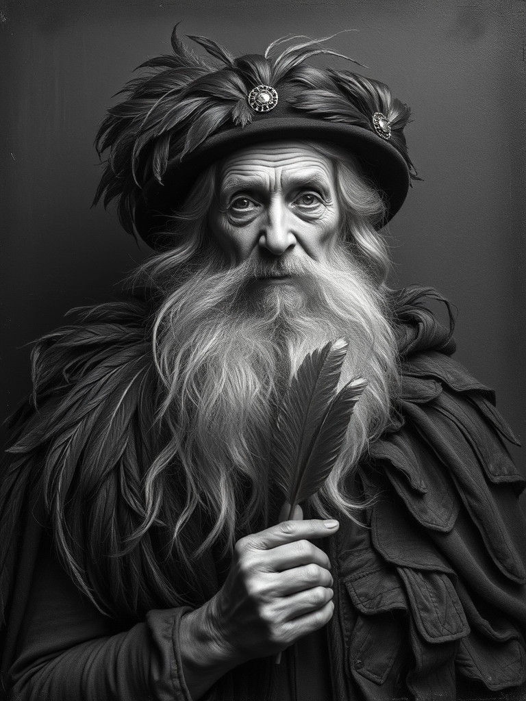 Crone Portrait in Pressed Tin Tintype Style