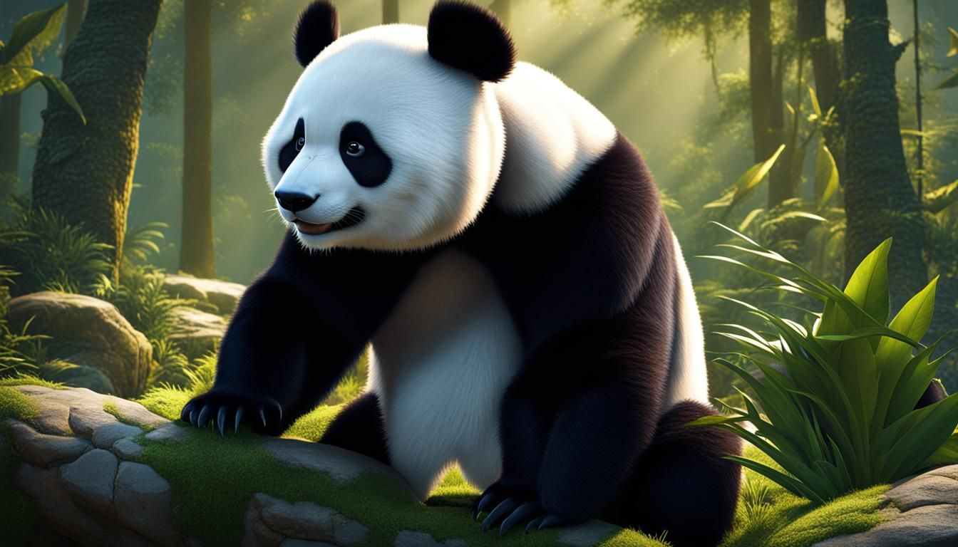 Panda Unlocks Digital Assets: 3D Rendered Art