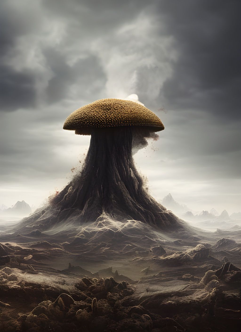 Epic Mushroom Cloud in Digital Matte Painting Style