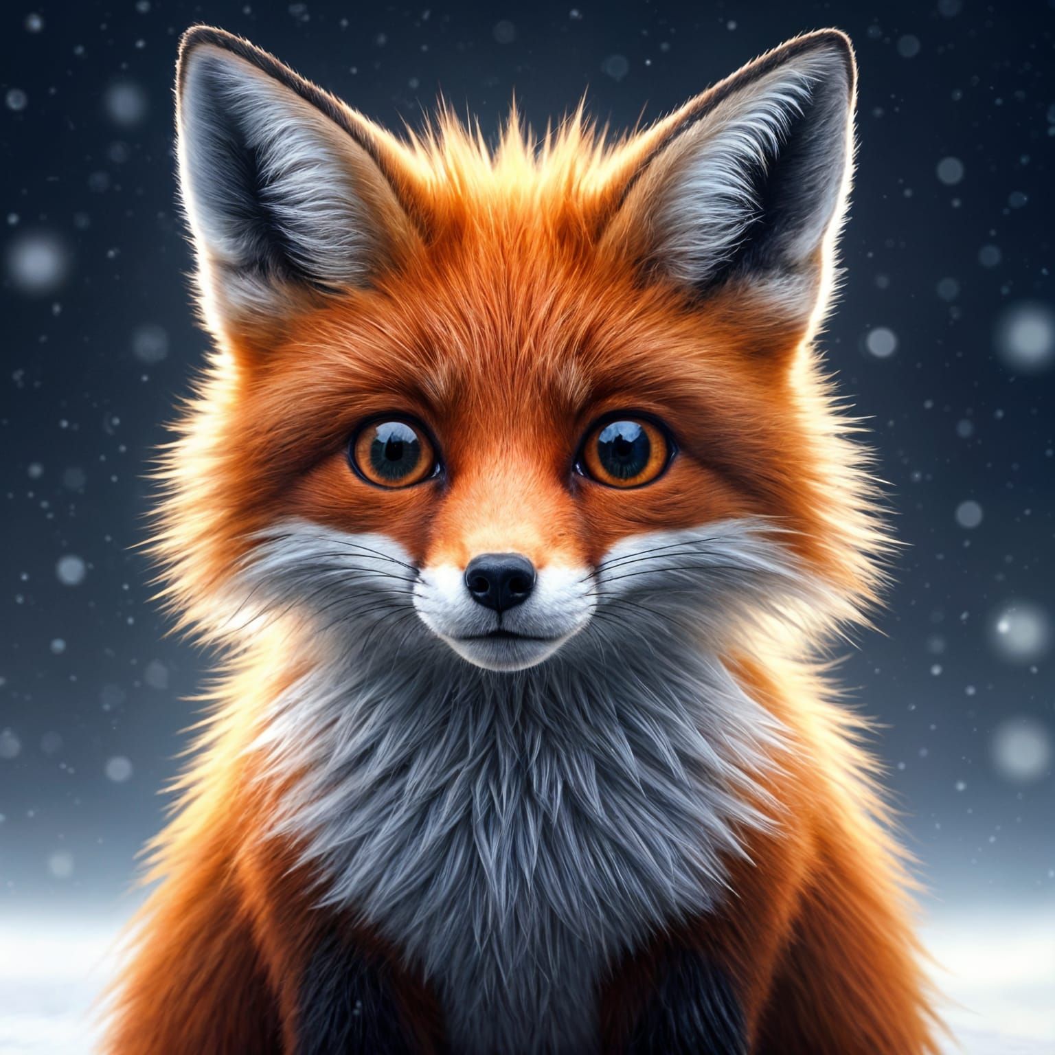 Vibrant Red Fox in Snowy Landscape, Cinematic Concept Art