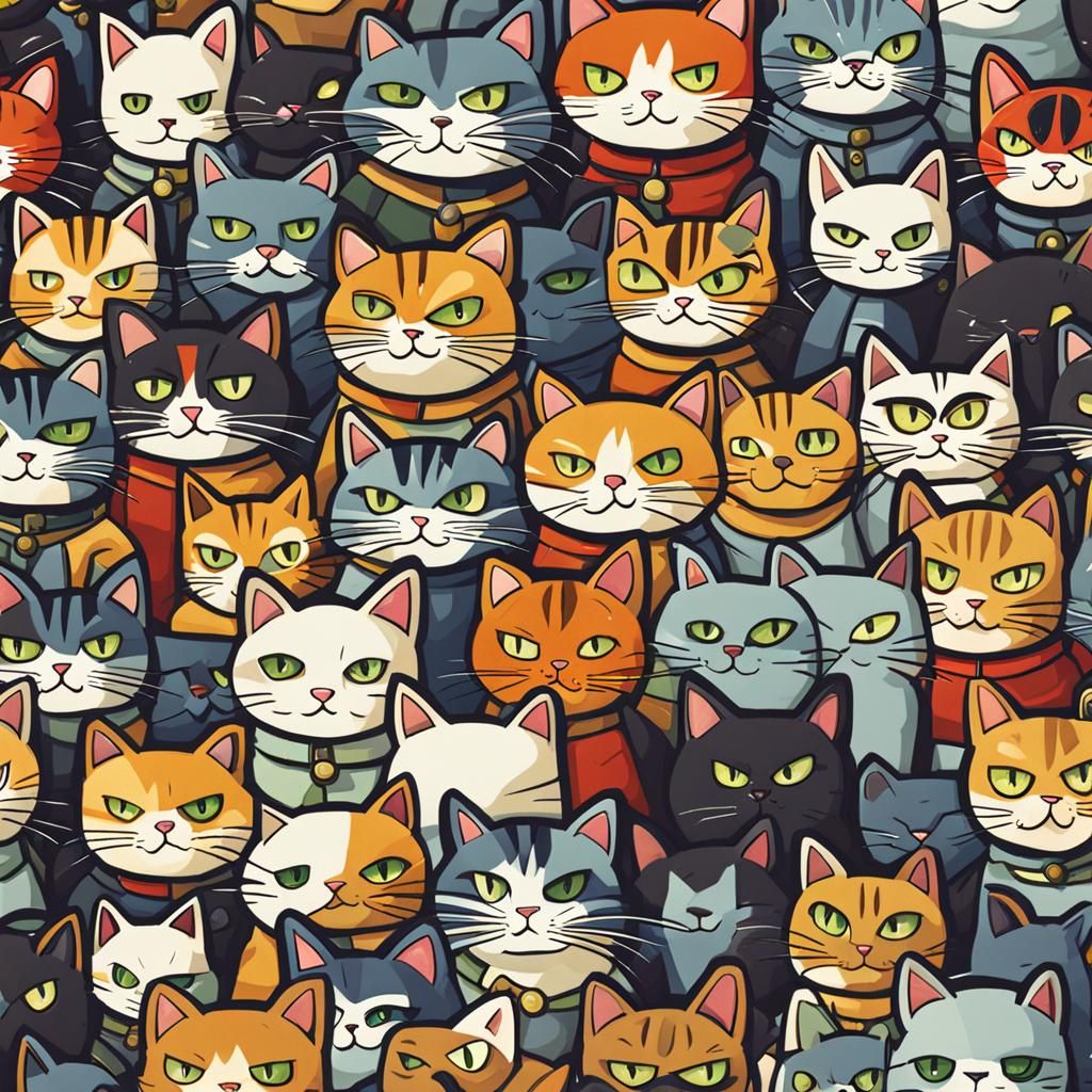 Cartoon Cat War: A Whimsical Feline Battle