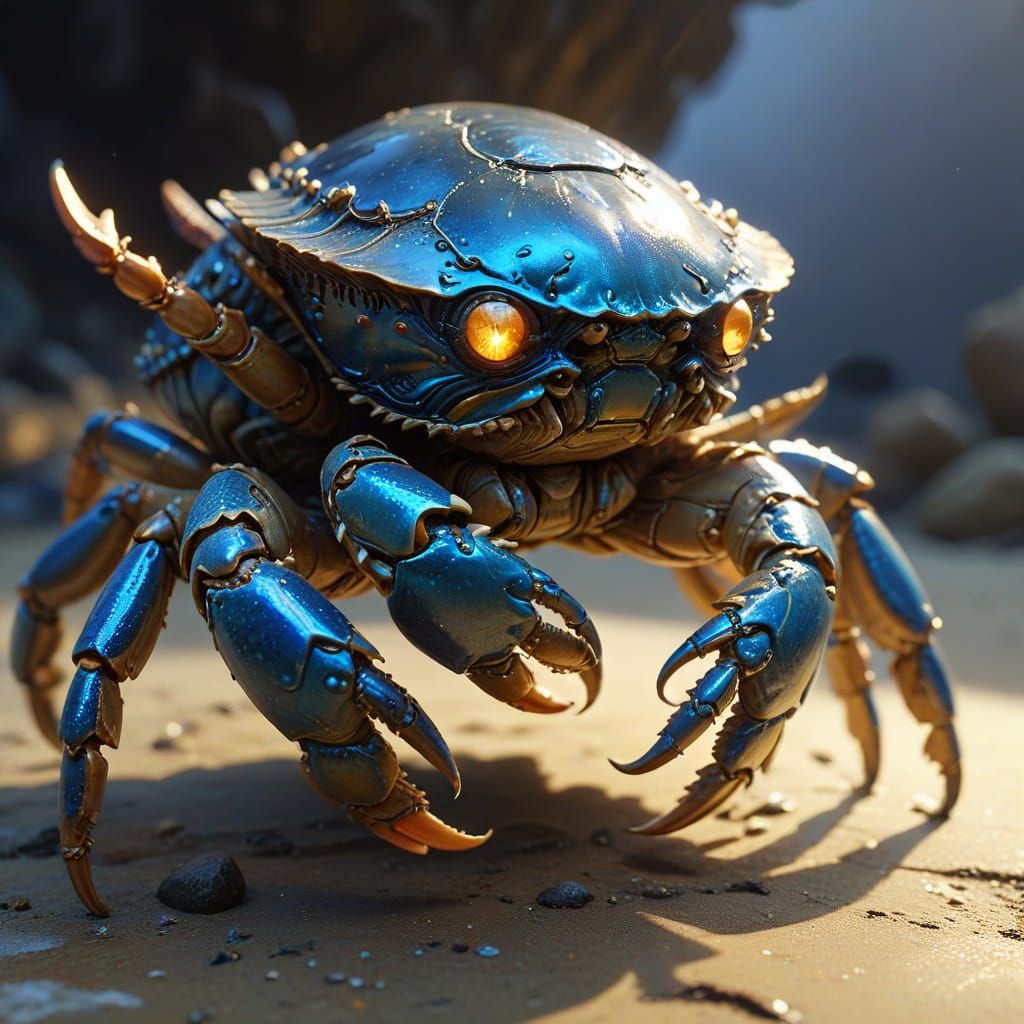 Crab Alien with Glowing Eyes in Photorealistic Style