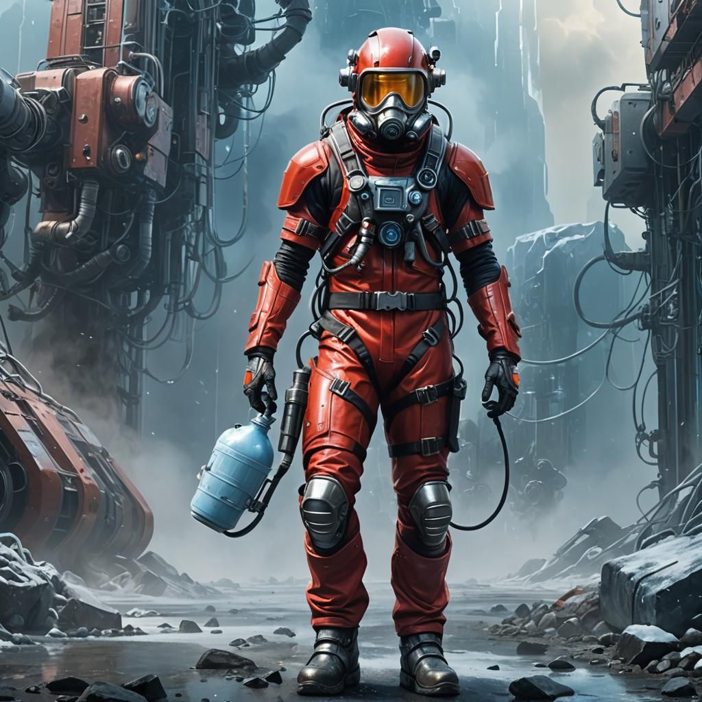 Sci-Fi Character in Red Bodysuit Concept Art