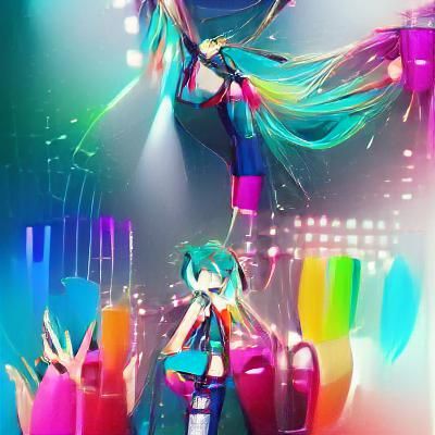 Colorful Hatsune Miku Digital Art