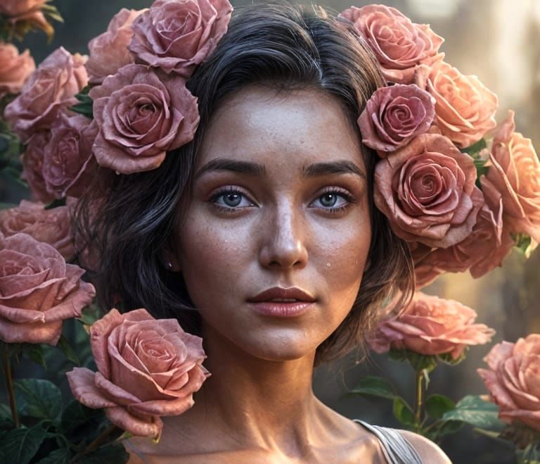 Woman Named Rosa Among Roses, Epic Portrait