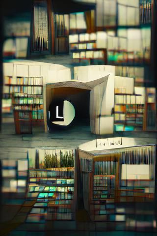 Liminal Library Interior with Repeating Arches