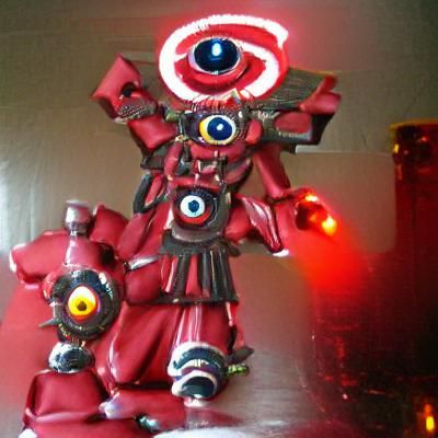 Robot God with Crimson Eyes: Digital Art