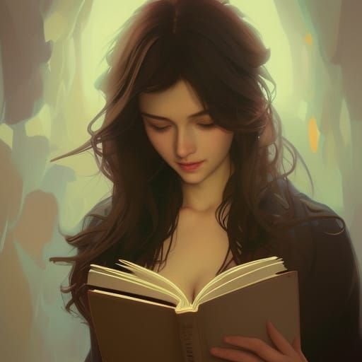Intricate Portrait of Reader with Dynamic Lighting