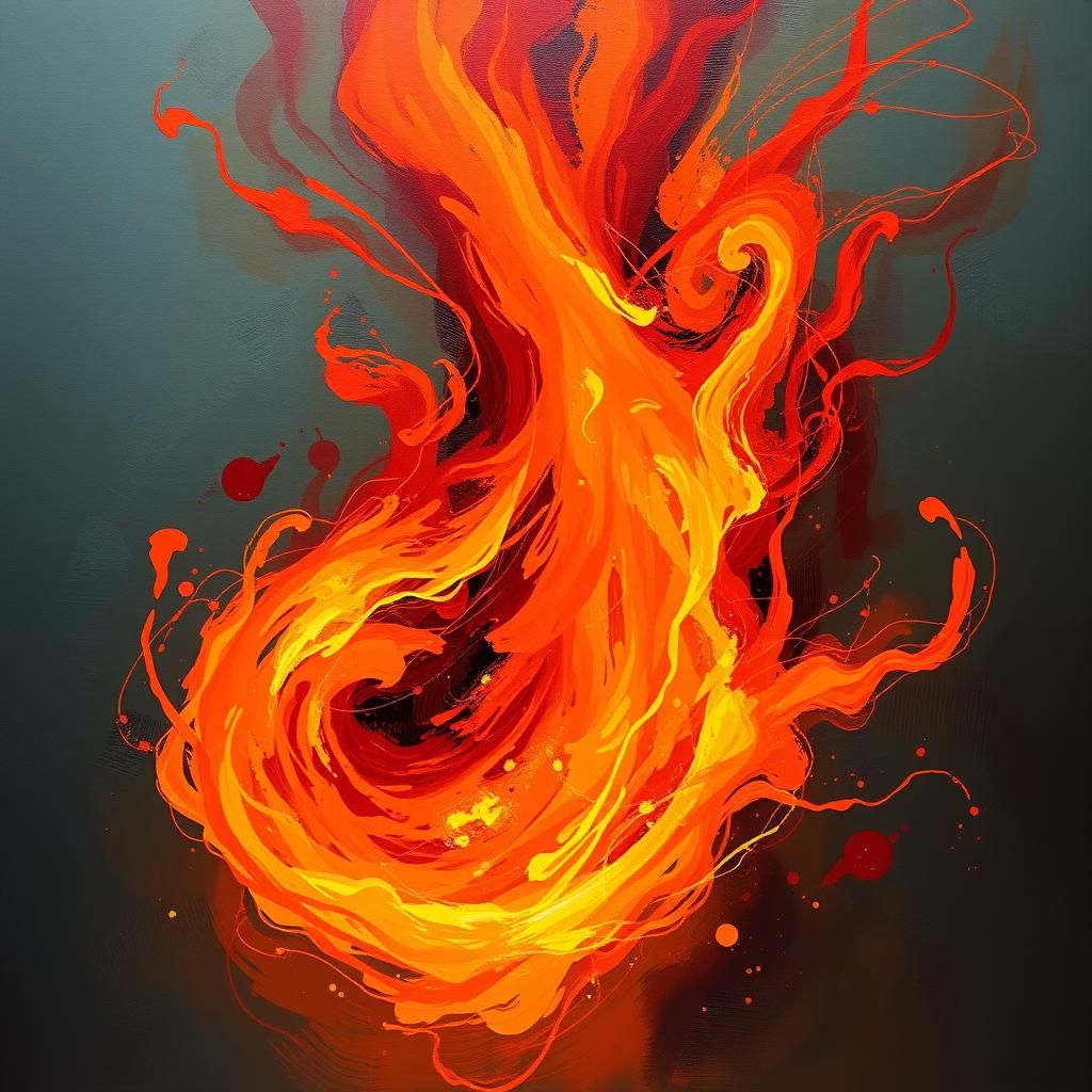 Vibrant Flame Dancing in Impressionist-Futuristic Fusion