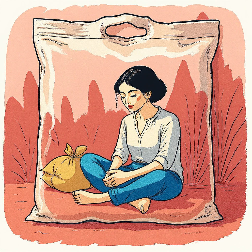 Monochromatic Serene Figure in Delicate Hand-Drawn Style