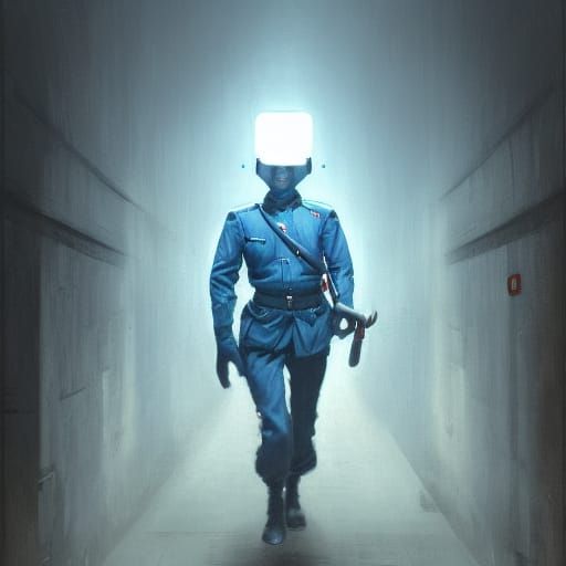 Bandit with Robot Hand in Dark Fantasy Style