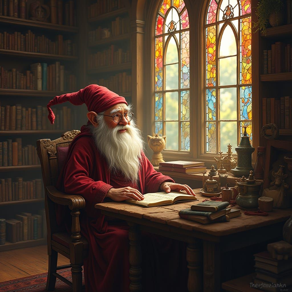 Mystical Gnome Study in Whimsical Fantasy Style