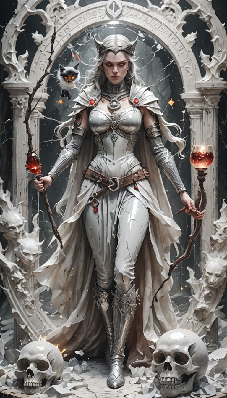 Crystal Glass Goddess in Medieval Landscape