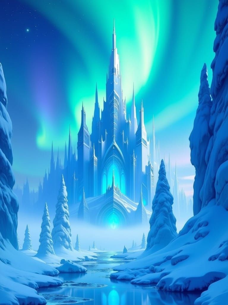 Arctic Ice Palace in Radiant, Ethereal Light