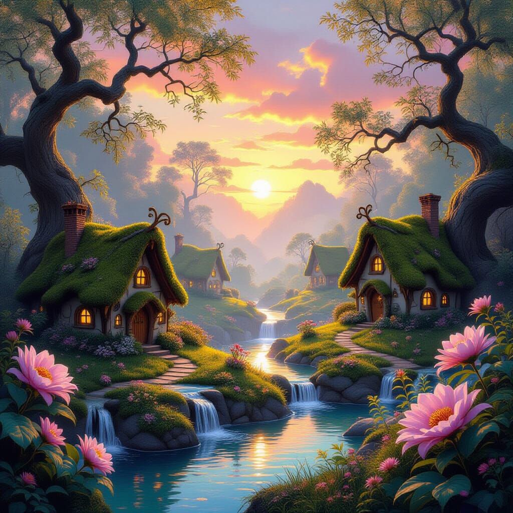 Enchanting Fairy Kingdom at Ethereal Sunrise